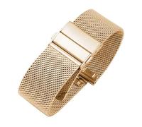 APVMFMKLTG Malla de acero inoxidable de liberación rápida, 16mm, 18mm, 20mm, 22mm, apta for correa milanesa, correas de reloj, ajuste de doble presión for cierre de mariposa(Rose gold,16mm)