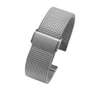 APVMFMKLTG Malla de tiburón de buceo de acero de 20/22/24mm apta for pulsera de reloj milanesa correa tejida doble correa a presión(A-Silver,22mm)