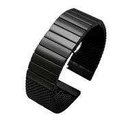 APVMFMKLTG Malla de tiburón de buceo de acero de 20/22/24mm apta for pulsera de reloj milanesa correa tejida doble correa a presión(B-Black,20mm)