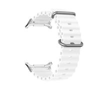 APVMFMKLTG Ocean Silicone Band Fit for Samsung Fit for Galaxy Watch 7 Ultra Pulsera deportiva de 47 mm Fit for Correa Fit for Galaxy Watch 7 Ultra Correa con conector de metal(02-White)