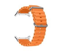 APVMFMKLTG Ocean Silicone Band Fit for Samsung Fit for Galaxy Watch 7 Ultra Pulsera deportiva de 47 mm Fit for Correa Fit for Galaxy Watch 7 Ultra Correa con conector de metal(09-Orange)