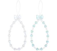 APXEL Colgante de Mano para Móvil, 2pcs Cuerda Para Movil, Cordón de Teléfono con Cuentas de Amar, Correa De Muñeca para Teléfono, Colgante Movil (Azul y Blanco)