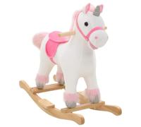 APXESS Columpio de peluche de unicornio con base de madera, 65 x 32 x 58 cm | Suave movimiento oscilante, marco de metal estable, funda de felpa suave