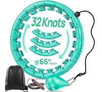 APzek Aro de ejercicio con peso de 32 nudos desmontable y ajustable para todas las personas, no se cae, huula inteligente de tamaño grande, masaje 2 en 1 para abdomen con pelota giratoria, color verde
