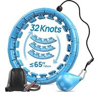 APzek Aro de Ejercicio con Peso de Talla Grande, 32 Nudos Desmontables para Adultos y Principiantes, 2 en 1 para Masaje de Abdomen, Fitness, sin caída, aro Inteligente con Bola giratoria automática