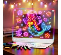 APZOKI Pizarra LED de Dibujo 41 cm con Soporte para Niños Regalo | 9 modos de luz, Temporizador, Soporte integrado, 8 marcadores + plantillas, Regalo creativo infantil
