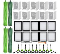 APZOVO Recambios para iRobot Roomba i7 i7+ i1 i1+ i2 i2+ i3 i3+ i4 i4+ i6 i6+ i8 i8+ E5 E6 E7 J7 J7+, para Combo i5 i5+ J5 J5+ J6 J6+, 4 Cepillos de Goma, 10 Filtro, 10 Bolsa, 10 Cepillo Lateral