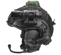 AQ zxdc Casco Antibalas Táctico Fast, con Auriculares con Cancelación de Ruido, Cubierta del Casco, Linterna, Luz Estroboscópica, para Enfrentamientos Militares Disparos Rescate Antidisturbios,BK d