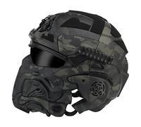 AQ zxdc Casco Protector Táctico de Cara Completa, con Máscara, Auriculares, Gafas, Ventilador de Niebla, para Airsoft Paintball,Bcp