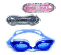 AQASKIN Gafas de natación profesional modelo Power - Descuentos cantidad - Anti-pérdida - Piscina y mar para adultos y niños - 3 puentes nasales intercambiables, correa única. (Azul, Cantidad 1 PC)