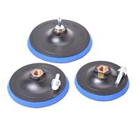 Aqbau® Plato de lijado con velcro, 115 mm, 125 mm, 150 mm, M14 con adaptador, plato de lijado para taladro y amoladoras angulares, incluye mandril de sujeción, adaptador de almohadilla de pulido