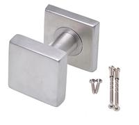 Aqbau® Set de Pomo para Puerta, Türknopf Elegante de Acero Inoxidable Cuadrado sobre Rosa de Montaje Cuadrado, Construcción Sólida, Conjunto Completo de Manija para Puerta Interior, Pomo de Puerta
