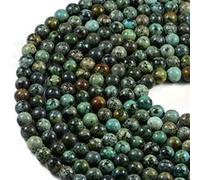 AqBeadsUk Premium Genuine Semi-Precious Natural Africa Turquoise 8mm Round Gemstone Jewellery Making Beads On 15.5 Inch Strand