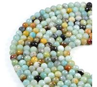 AqBeadsUk Premium Genuine Semi-Precious Natural Amazonite 8mm Faceted Round Gemstone Jewellery Making Beads On 15 Inch Strand