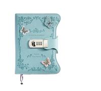 AQCDPJYU A5 Retro Password Notebook with Lock, Thickened Hand Ledger Journal Student Notepad Stationery Gift(C-135x200mm-grid)