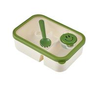 AQCDPJYU Bento Lunch Box 2 Compartment Snackle Box with Utensils Sauce Jar, Green - Microwave Dishwasher Safe(Single layer)