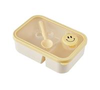 AQCDPJYU Bento Lunch Box 2 Compartment Snackle Box with Utensils Sauce Jar, Yellow - Microwave Dishwasher Safe(Single layer)