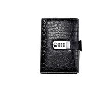 AQCDPJYU Carpeta de cuero de cocodrilo Vintage A5 A6, cuaderno con cerradura, diario con contraseña de lujo, Agenda de oficina, regalo for hombres(A6 Black)