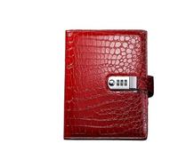 AQCDPJYU Carpeta de cuero de cocodrilo Vintage A5 A6, cuaderno con cerradura, diario con contraseña de lujo, Agenda de oficina, regalo for hombres(A5 Red)