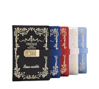 AQCDPJYU Cuaderno retro con contraseña A5 B6 con cerradura, manual de diario simple engrosado, papelería de viaje escolar(A5 White)