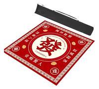 AQCDPJYU Juego de Mahjong con tapete y Bolsa de Transporte Negra. Funda Antideslizante con reducción de Ruido, Ideal for Juegos de Mesa.(Red,35.4x35.4in/90x90cm)