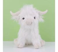 AQCQDQ Peluche de vaca de tierras altas, adorable y realista, regalo para niños, niñas y niños, Navidad, cumpleaños (30 cm, blanco)
