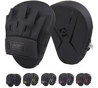 AQF Almohadillas de Boxeo para Entrenamiento - Muay Thai Rex Cuero Curvo Guantes para MMA, Kickboxing, Karate, Sparring y Artes Marciales (Negro)