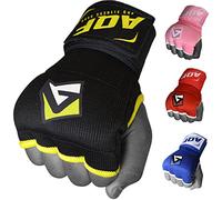 AQF Box-GPG1S - Guantes Interiores de Boxeo Acolchados para puños y puños con Correa de Gel para Artes Marciales Mixtas, Color Negro, Azul y Rojo (Negro, pequeño), Color Negro