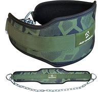 AQF Cinturon Lastre Gym, Neopreno Dominadas Cinturon Con Cadena, Faja Lumbar Mujer Hombre Para Barra Dominadas, Musculación Levantamiento De Pesas Fitness En Casa Cinturon Gimnasio (Verde Camo)