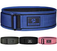 AQF Cinturon Lumbar Gimnasio, 4"/10.2cm Nylon Autobloqueante Cinturón Powerlifting, Soporte Faja Gym Para Musculacion, Entrenamiento Funcional, Sentadillas, Peso Lifting Belt Hombre Mujer (S, Azul)