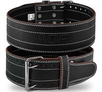 AQF Cinturon lumbar Gimnasio - 6mm 100% Piel Auténtica Cinturón Gym Hombre - Cinturón de levantamiento de Pesas con 10 Agujeros Ajustable para Powerlifting, Halterofilia (Blanco, Medium)