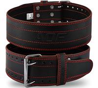 AQF Cinturon lumbar Gimnasio - 6mm 100% Piel Auténtica Cinturón Gym Hombre - Cinturón de levantamiento de Pesas con 10 Agujeros Ajustable para Powerlifting, Halterofilia (Rojo, Medium)