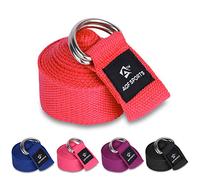 AQF Cinturon Yoga bandas elasticas musculacion Metal D Hebilla, Correa Yoga para Fitness, Mejores Estiramientos & Flexibilidad ejercicio Puro Algodón Cosas con Tamaños 1.8M, 2.4M, 3M (3M, Rojo)