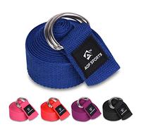 AQF Cinturon Yoga bandas elasticas musculacion Metal D Hebilla, Correa Yoga para Fitness, Mejores Estiramientos & Flexibilidad ejercicio Puro Algodón Cosas con Tamaños 1.8M, 2.4M, 3M (3M, Azul)