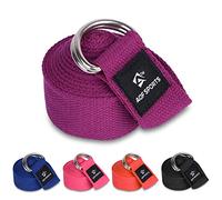 AQF Cinturon Yoga bandas elasticas musculacion Metal D Hebilla, Correa Yoga para Fitness, Mejores Estiramientos & Flexibilidad ejercicio Puro Algodón Cosas con Tamaños 1.8M, 2.4M, 3M (3M, Púrpura)