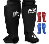 AQF Espinilleras Kick Boxing Muay Thai - CE SATRA Aprobado Boxeo Tibiales y Empeine - EVA Acolchado Sparring Artes Marciales Protección Pads - MMA Shin Pierna Guardia para BJJ, Kárate (Negro, L)