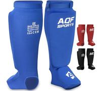 AQF Espinilleras Kick Boxing Muay Thai - CE SATRA Aprobado Boxeo Tibiales y Empeine - EVA Acolchado Sparring Artes Marciales Protección Pads - MMA Shin Pierna Guardia para BJJ, Kárate (Azul, S)
