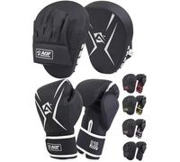 AQF Guantes De Boxeo con Manoplas- Kit Boxeo para Adultos, Boxing Gloves Y Curvas Paos para Saco Boxeo's Entrenamiento, Kickboxing, MMA, Artes Marciales, Muay Thai Almohadilla (Plateado, 16oz)