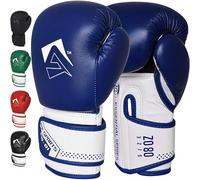 AQF Guantes De Boxeo para MMA Muay Thai Boxing Bag Guantes Boxeo De Kick Boxing Saco De Boxeo De Pie Y Punching con Capas Extra De Acolchado (Azul, 16oz)