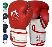 AQF Guantes De Boxeo para MMA Muay Thai Boxing Bag Guantes Boxeo De Kick Boxing Saco De Boxeo De Pie Y Punching con Capas Extra De Acolchado (Rojo, 14oz)