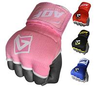AQF Guantes Interiores de Boxeo para Manos, Vendas Acolchadas para puños, Guantes de Gel MMA Kick Negro, Azul y Rojo (Rosa, Grande)