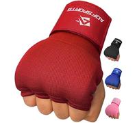 AQF Guantes Interiores de Boxeo, Vendas Acolchadas con puños, Guantes de Correa de Gel MMA, Color Negro, Azul y Rojo (Rojo, Grande)