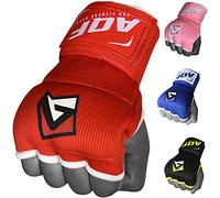 AQF Guantes Interiores de Boxeo, Vendas Acolchadas con puños, Guantes de Correa de Gel MMA, Color Negro, Azul y Rojo (Rojo, Grande)