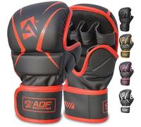 AQF Guantillas MMA, Diseño Palma Abierta Guantes Boxeo, Soporte Mejorado Muñeca, Acolchado Amortiguador, Ligeros Guantes MMA, Guantes Muay Thai para Entrenamiento, Kickboxing Y Karate (Rojo, L-XL)