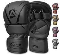 AQF Guantillas MMA, Diseño Palma Abierta Guantes Boxeo, Soporte Mejorado Muñeca, Acolchado Amortiguador, Ligeros Guantes MMA, Guantes Muay Thai para Entrenamiento, Kickboxing Y Karate (Negro, L-XL)