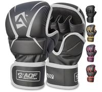 AQF Guantillas MMA, Diseño Palma Abierta Guantes Boxeo, Soporte Mejorado Muñeca, Acolchado Amortiguador, Ligeros Guantes MMA, Guantes Muay Thai para Entrenamiento, Kickboxing Y Karate (Plata, S/M)