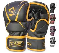 AQF Guantillas MMA, Diseño Palma Abierta Guantes Boxeo, Soporte Mejorado Muñeca, Acolchado Amortiguador, Ligeros Guantes MMA, Guantes Muay Thai para Entrenamiento, Kickboxing Y Karate (Oro, L-XL)