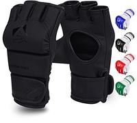 AQF Guantillas MMA- Palma Abierta de Cuero Sintético Guantes Boxeo- Guantes MMA para Saco de Boxeo, MMA Gloves para Paos Muay Thai Entrenamiento, Kickboxing, Boxing Y Karate (Negro Mate, L)