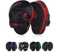 AQF Manoplas Boxeo, Paos Guantes Boxeo Guantillas, Almohadillas De Enfoque con Cuero Rex, Gancho Y Jab Combate para La Práctica De Defensa Personal MMA Muay Thai Kick Boxing (Rojo)