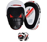 AQF Manoplas Boxeo, Paos Guantes Boxeo Guantillas, Almohadillas De Enfoque con Cuero Rex, Gancho Y Jab Combate para La Práctica De Defensa Personal MMA Muay Thai Kick Boxing (Blanco y Negro)